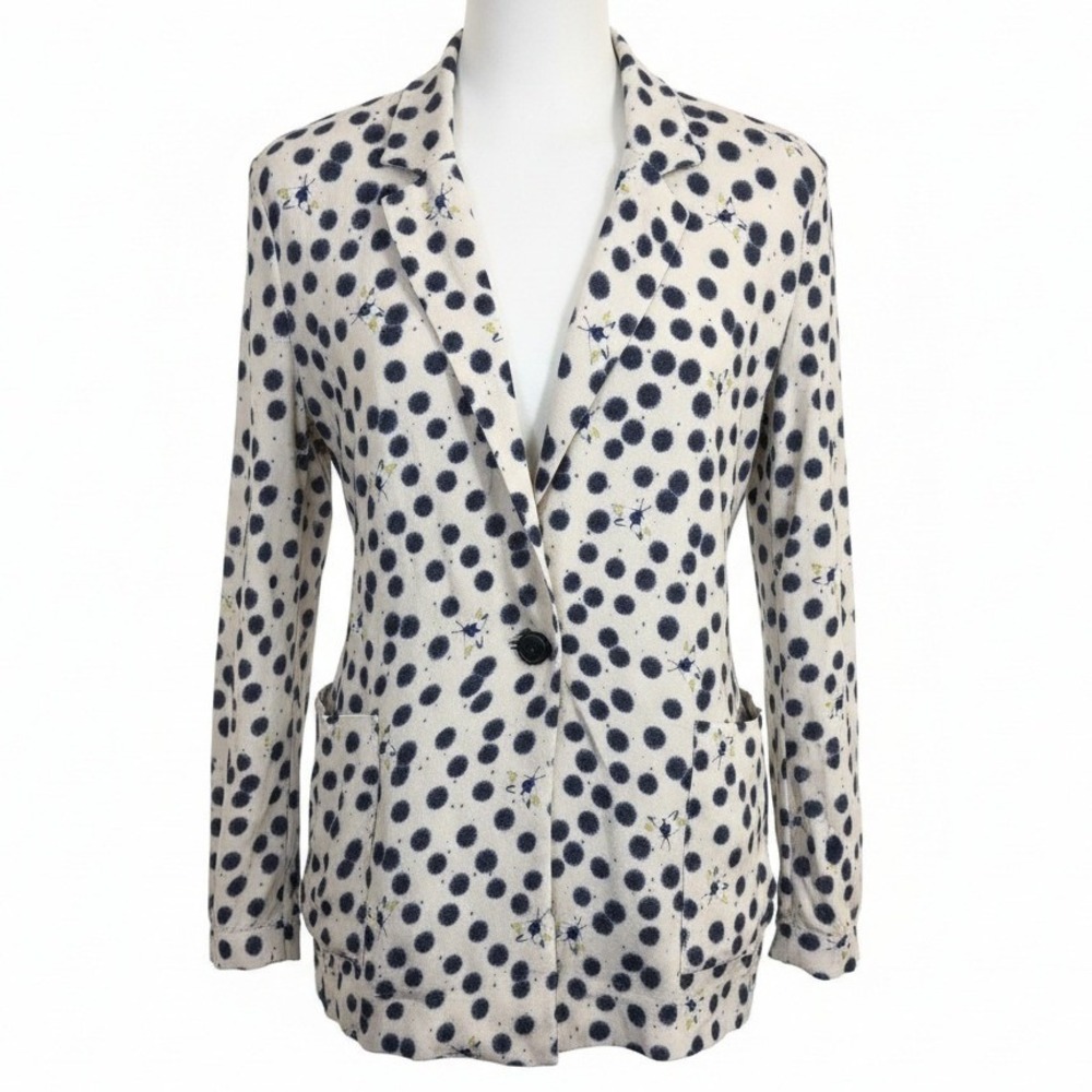 Anna Glover x H&M S Blazer Cream Navy Polka Dot Moth Artsy Cottage